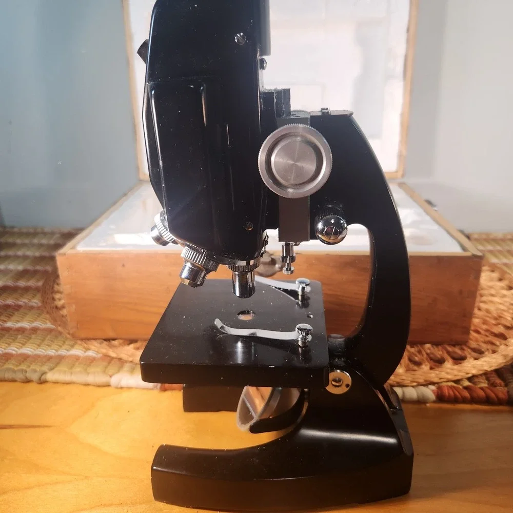 Vintage Sears Power Zoom Microscope 50x–1200x Model 46368 w/ Case Student...
